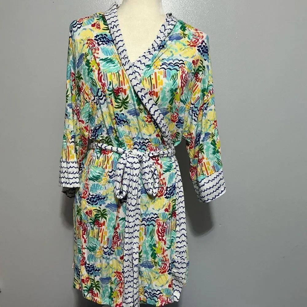 Echo Sleepwear tropical print lightweight robe size XL